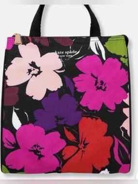 Kate Spade New York Insulated Lunch Bag Tote Floral Painterly Blooms Print 9x8x5